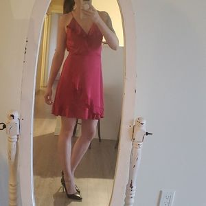 Satin fuchsia party dress